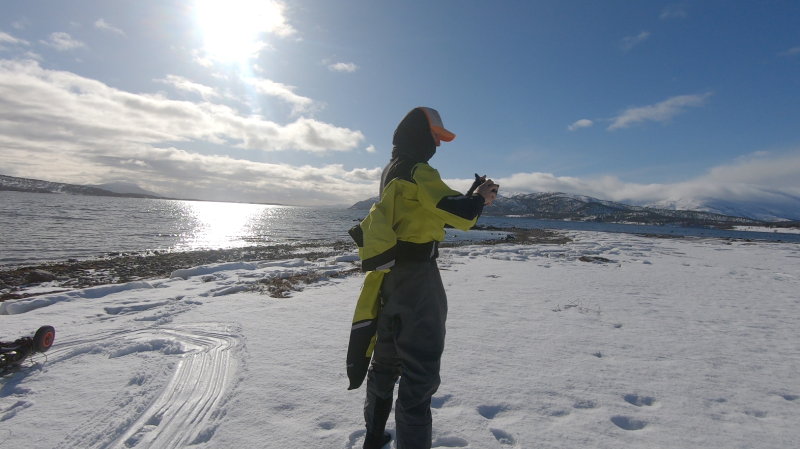 Putting on the drysuit for the first time of the trip